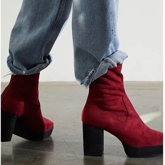 Free People Vandal Platform Boots Wine Red Suede EU 41 US 11 NWOB - Picture 2 of 8